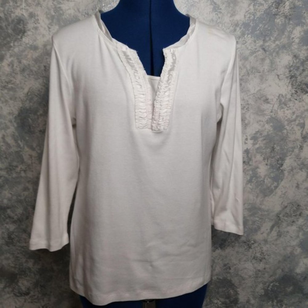 Laura Scott White Tee Blouse, Size LP
